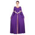 thumbnail image 4 of IDOPIP Metallic V Neck Praise Dance Dress for Women Liturgical Lyrical Dancewear Worship Robe Dress, 4 of 8