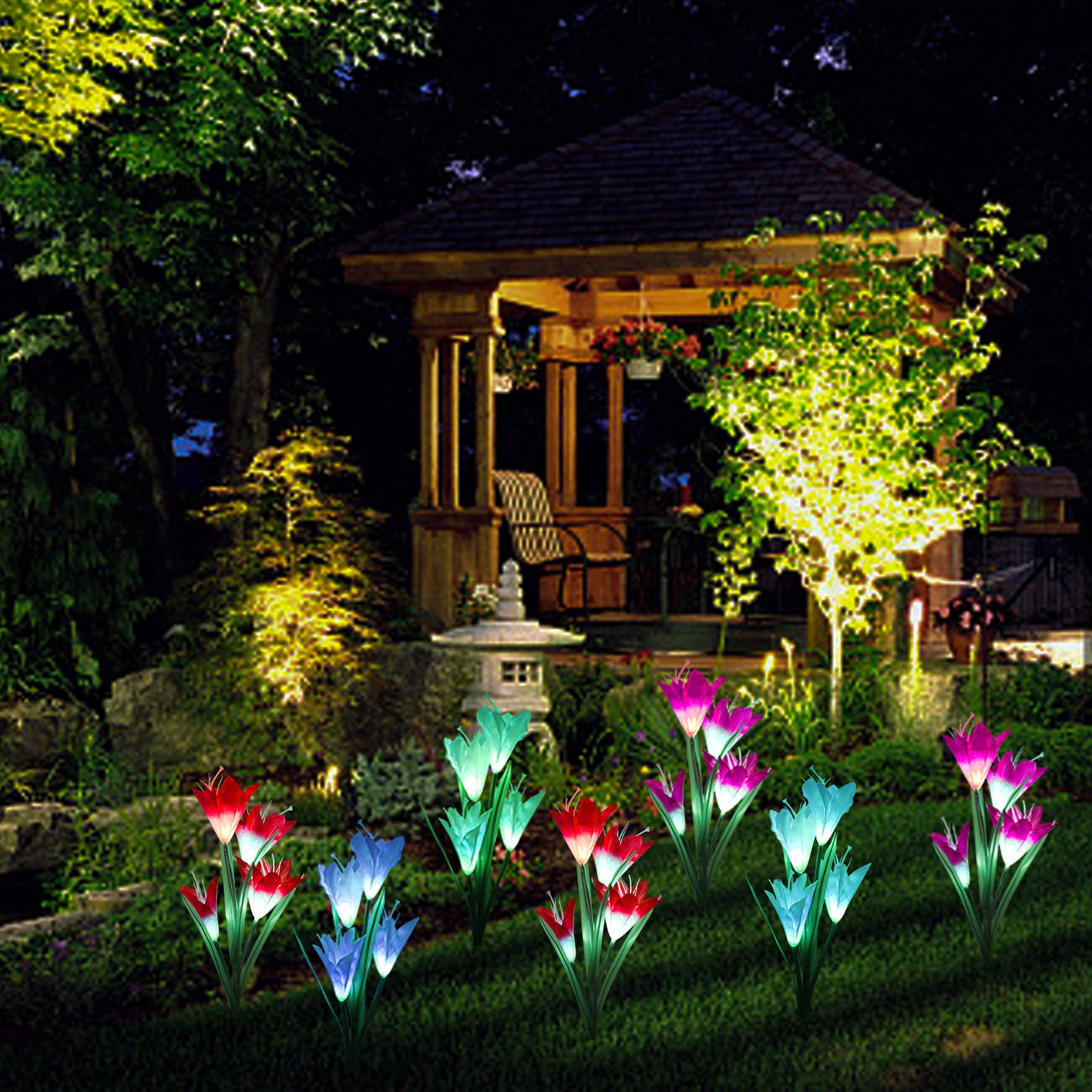 Outdoor Solar Garden Stake Lights,EEEkit Solar Garden Lily Lights,2