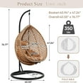 thumbnail image 5 of SUDICA Egg Swing Chair with Stand, Light Brown Rattan Wicker Hanging Chair with Cushion, Indoor Outdoor Patio Egg Chair 350 lbs Capacity, 5 of 10