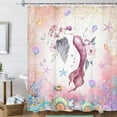 thumbnail image 2 of Mermaid Shower Curtain, Pink Sea Ocean Coral Reef Fish Seashell Theme Waterproof Fabric Bathroom Curtains, Beautiful Pink Sea Ocean Kids Girl Bathroom Shower Curtain with 12PCS Hooks, 36X70IN, 2 of 6