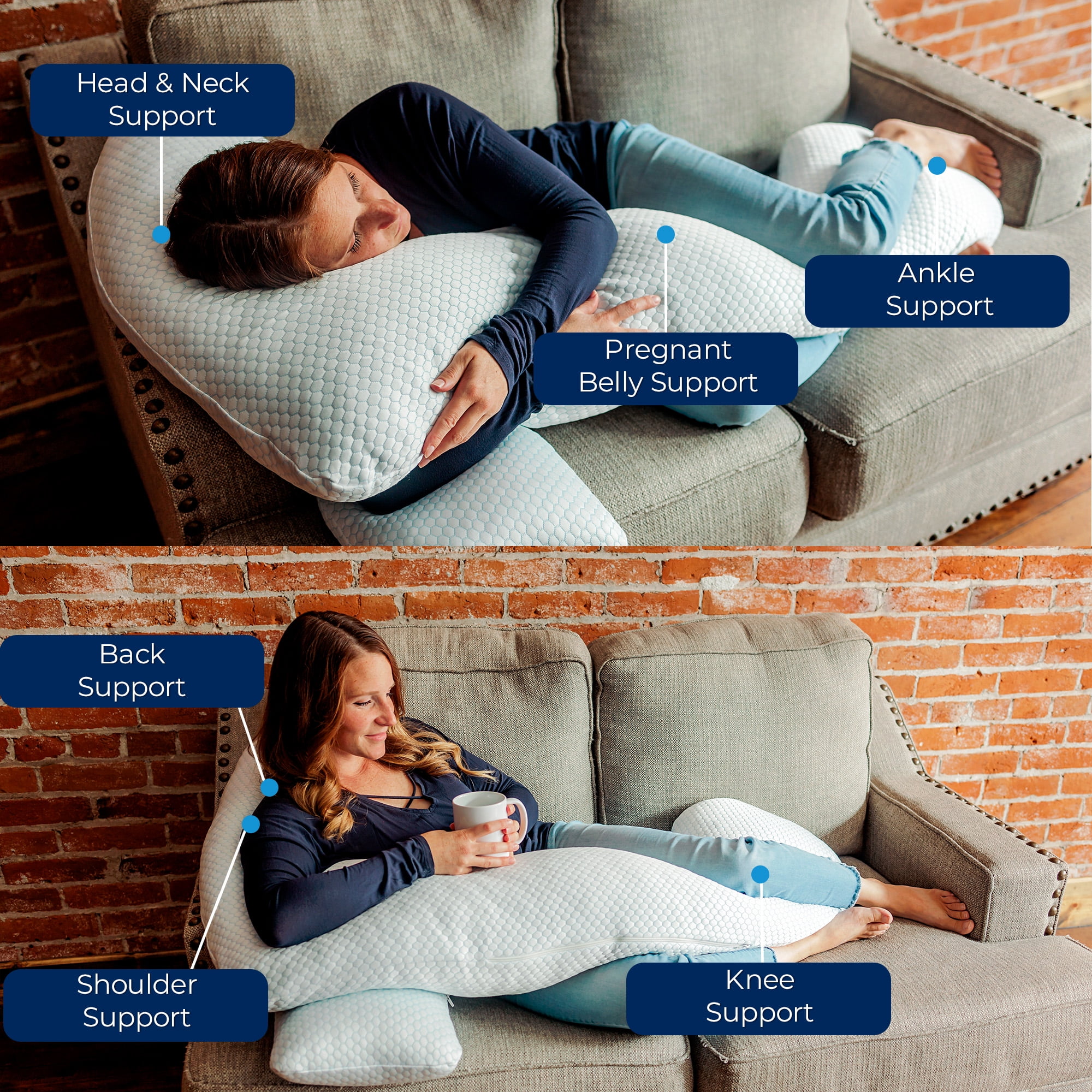 Pregnancy Pillows for Sleeping With Alternate Cover, Cooling For Pregnant Women to Sleep, Gel Memory Foam Side Sleeper Body Pillow, Maternity Pillow