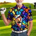 thumbnail image 6 of HOMYGIFTS Custom Face Stained Glass Golf Polo Shirt, Personalized Men’s Short Sleeve Sports Polo with Photo, Colorful Artistic Print, 6 of 10