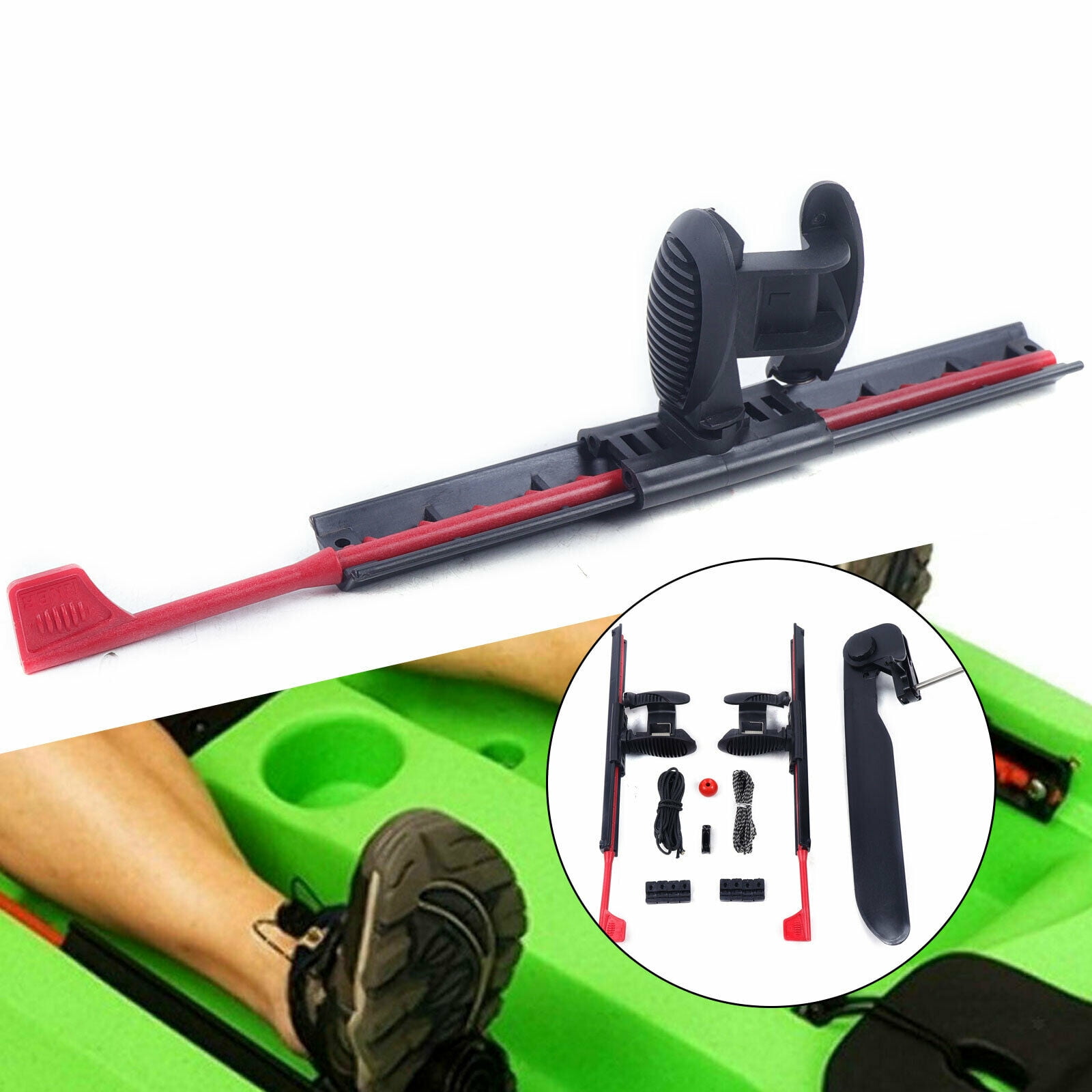 2Pcs Adjustable Kayak Foot Braces Pedals, Fishing Boat Kayak Rudder Set