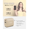thumbnail image 5 of Liquipel Powertek 20W PD USBC and 18W USBA Dual Port Wall Block Charger, Type C Fast Charging Cube, Wall Power Adapter Plug, Two Tone Tan, 5 of 7