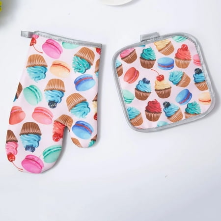 

Sweet Dessert Kitch Oven Mitt Glove Pad Cupcakes Microwave Anti-Hot Insulation Mat BBQ Doughnut Baking Tools Accessories r