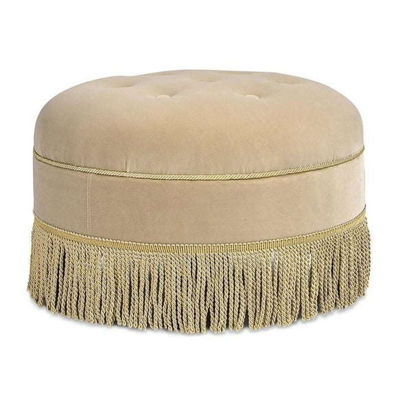 Yolanda 24" Round Upholstered Accent Ottoman Fawn Brown