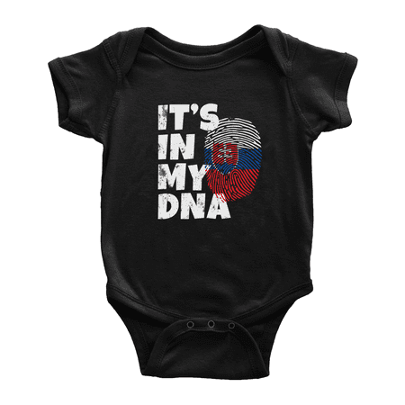 

It s In My DNA Slovakian Flag Country Pride Cute Baby Bodysuit (Black 6-12 Months)