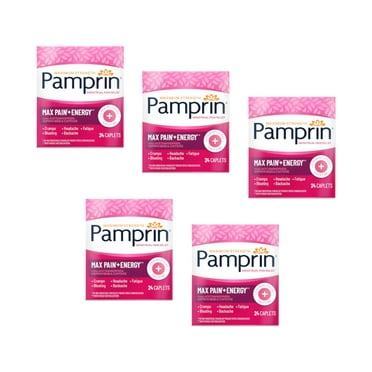 5 Pack - Pamprin Max Formula Caplets 24 Caplets Each