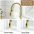 thumbnail image 6 of Boyel Living Kitchen Sink Faucet in Brushed Gold, 2-Mode Sprayer 1.8 gpm Spring Kitchen Sink Faucet with Detachable Towel Rack, Kitchen Faucet for Kitchen Sink, 6 of 8