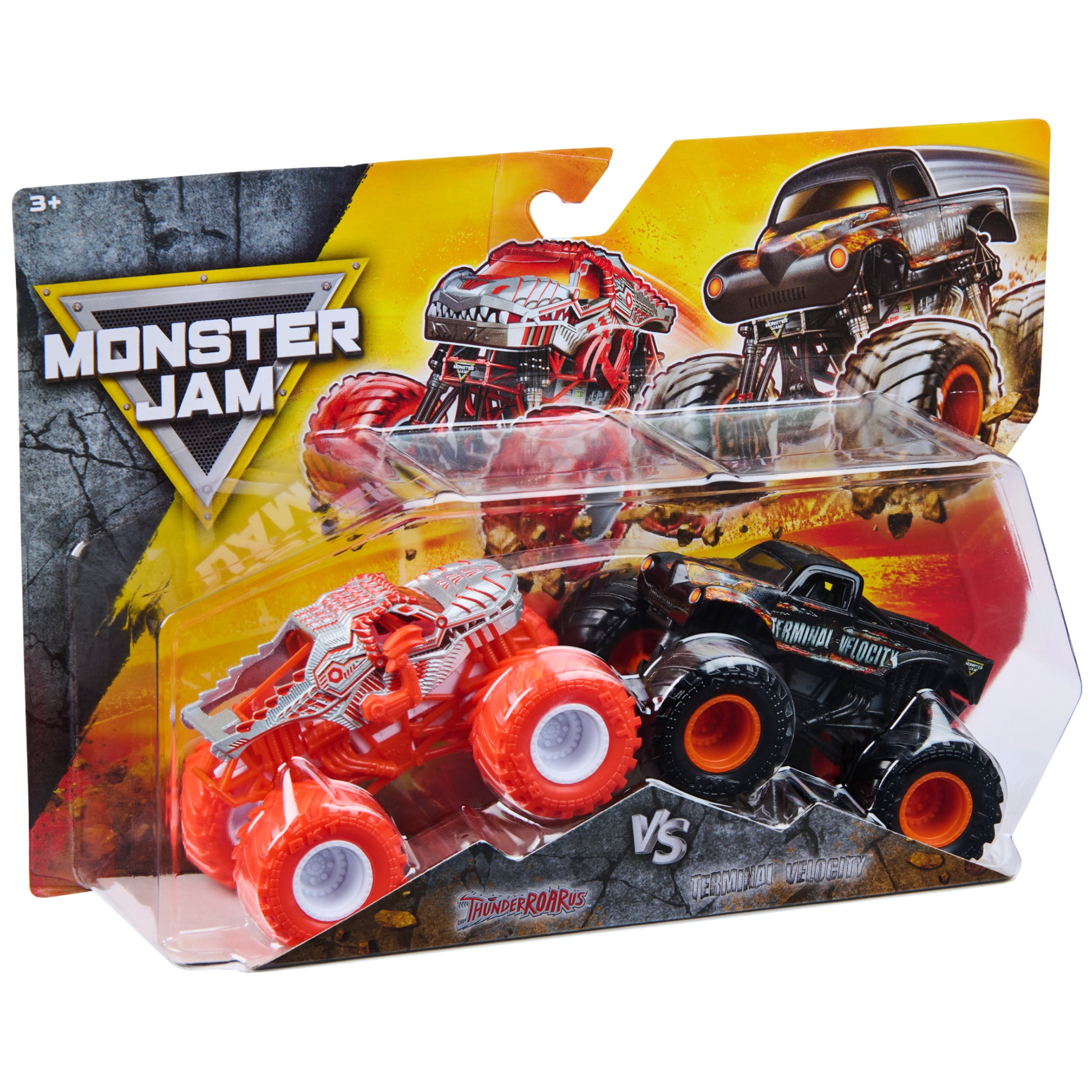 Monster Jam, ThunderROARus Vs. Terminal Velocity Die-Cast Monster Trucks, 1:64 Scale, Kids Toys for Boys Ages 3 and up