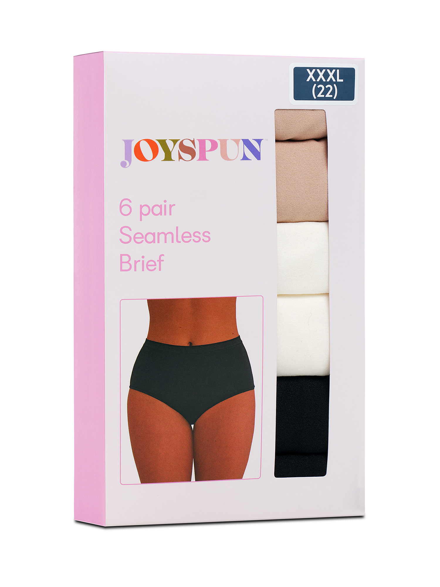 Joyspun Women's Seamless Brief Panties, 6-Pack, Sizes XS-XXXL