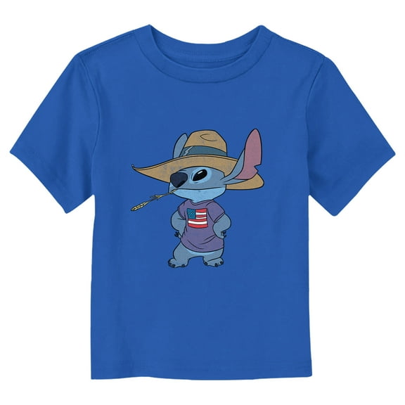 Toddler's Lilo & Stitch American Pride Graphic Tee Royal Blue 4T