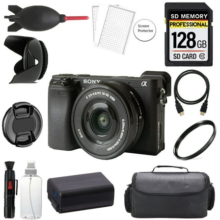 Sony Alpha a6400 Mirrorless Digital Camera with 16-50mm Lens   128GB   Bag  UV Filter- Basic Kit (International Version)