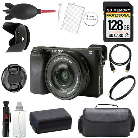 Sony Alpha a6400 Mirrorless Digital Camera with 16-50mm Lens + 128GB + Bag+ UV Filter- Basic Kit (International Version)