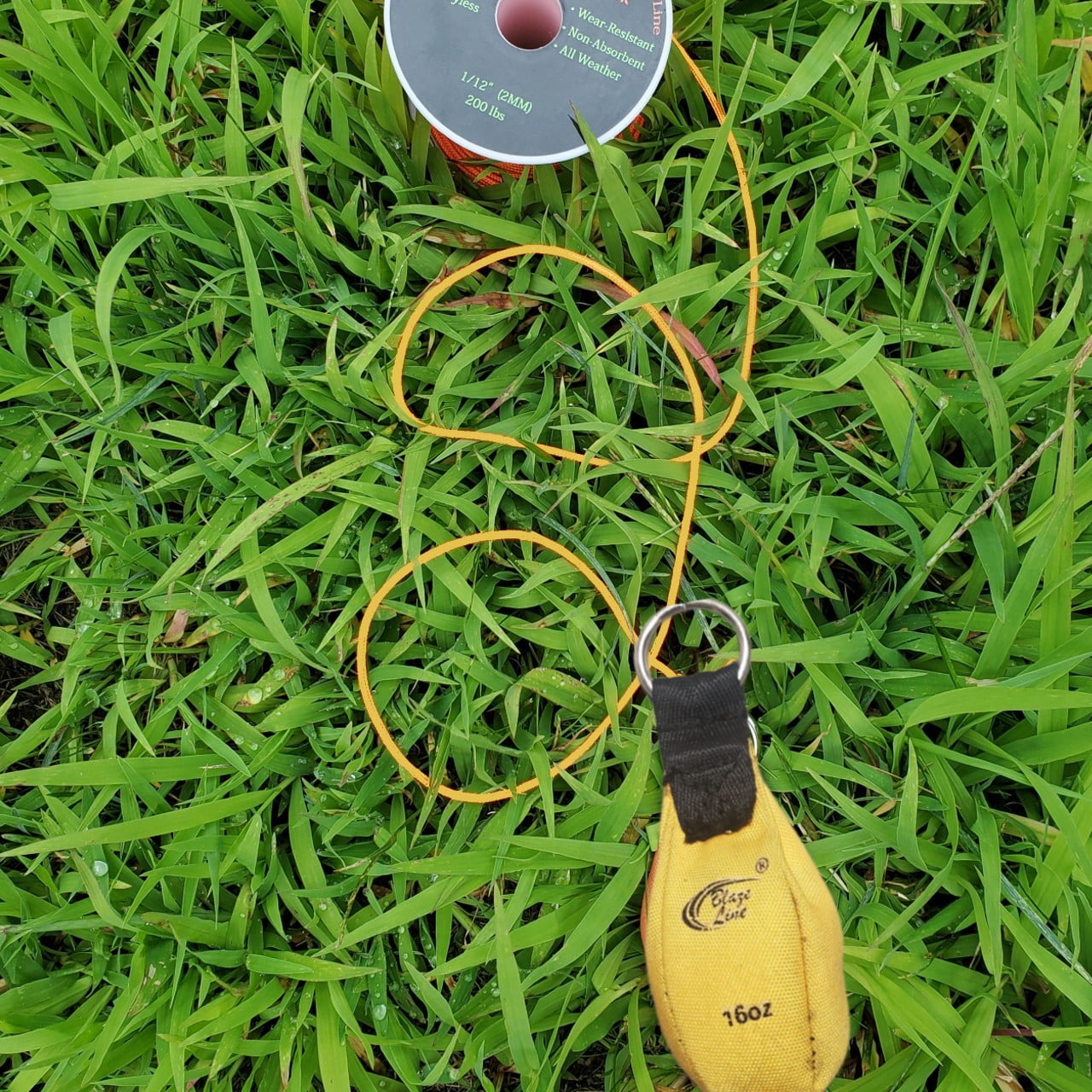 Blaze Line Arborist Throw Line Weight Ball Pouch Bag for Tree Rope Climbing 2-Pack 8 and 12 oz- Luminous Yellow