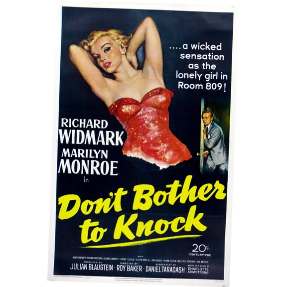 Don't Bother To Knock Movie poster 12x16 Print on Metal Sign 12in x 16in Square Adults Z Posters