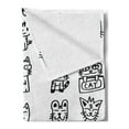 thumbnail image 2 of Cat Soft Flannel Fleece Blanket, Hand Drawn Sketchy Cats with Happy Face Gestures Comic Creatures Funny Art Print Image, Cozy Plush for Indoor and Outdoor Use, 50" x 70", Black White, by Ambesonne, 2 of 5