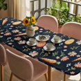 thumbnail image 3 of Easter Eggs Table Cloths for 8 Foot Rectangle Tables, Carrots Spring Daisy Botanical Rustic Dark Blue Patio Waterproof Elastic Fitted Tablecloths, Washable Rectangular Table Cover for Camping, 3 of 8