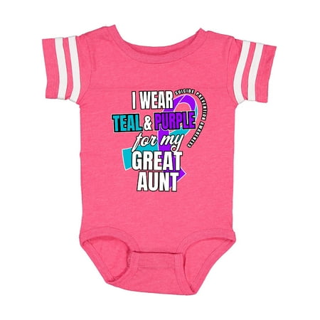 

Inktastic Suicide Prevention I Wear Teal and Purple for My Great Aunt Gift Baby Boy or Baby Girl Bodysuit