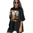 thumbnail image 3 of Plus Size Shirt for Women Oversized Black Tops for Women Short Sleeves Shirt for Women Easter T Shirt Crewneck Shirt for Women M, 3 of 5