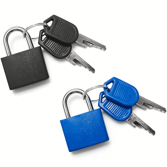 ZHZFKQ 2 Pack Luggage Locks,Mini Suitcase Locks with Keys,Multicolor Small Padlock for Lockers,Backpack,Boxes (Black,Blue)