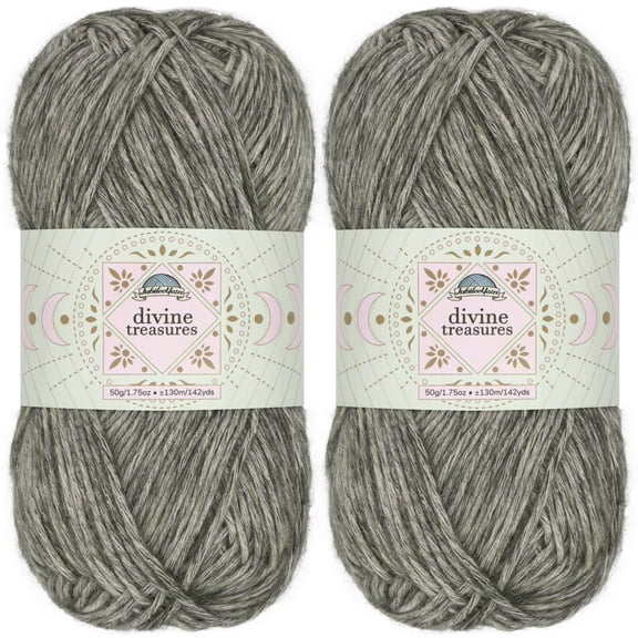 JubileeYarn Divine Treasures Yarn - Fine Cotton Acrylic Blend - 50g/Skein - Helm of Darkness - Heathered Black and Grey - Crochet and Knitting - 2 Skeins