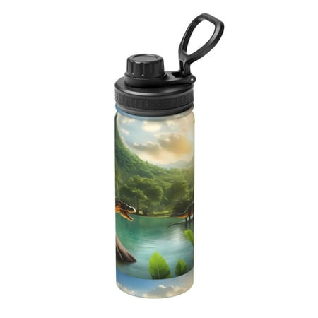 

Lukts Lake Forest Dinosaur Print 18oz Insulated Sports Kettle Outdoor Sport Gym Stainless Steel Water Bottles
