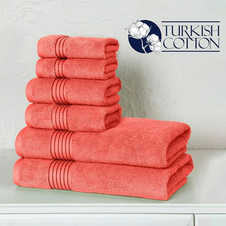 Cotton Paradise 6 Piece Towel Set, 100% Turkish Cotton Soft Absorbent  Towels for Bathroom, 2 Bath Towels 2 Hand Towels 2 Washcloths, Red Towel Set