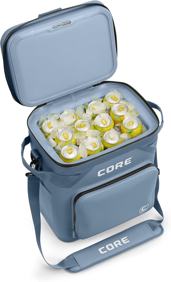 CORE 36 Can Climakeep Magnetic Soft Cooler, Leakproof Cooler, Waterproof Zipper, Steel Blue