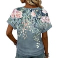 thumbnail image 7 of JTZGDY Cute Womens Tops Fashion V Neck Summer Short Sleeve Floral Pattern Graphic T-Shirts Loose Fit Casual Tunic Blouses Navy#01 XL, 7 of 7
