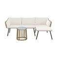 thumbnail image 3 of Uforic 3-Piece Outdoor Woven Rope Sectional Sofa Set Patio Furniture, L-Shaped Conversation Set w/ Table - Beige, 3 of 12