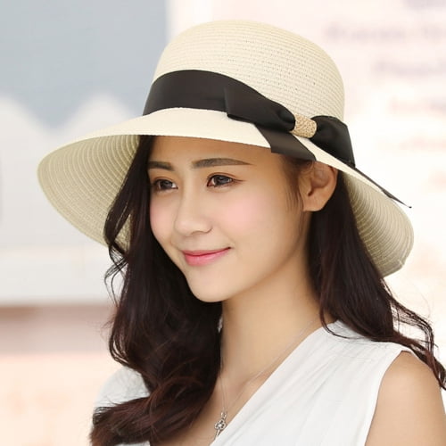 Cheers.US Foldable Womens Hat Wide Brim Floppy Beach Cap Adjustable Sun