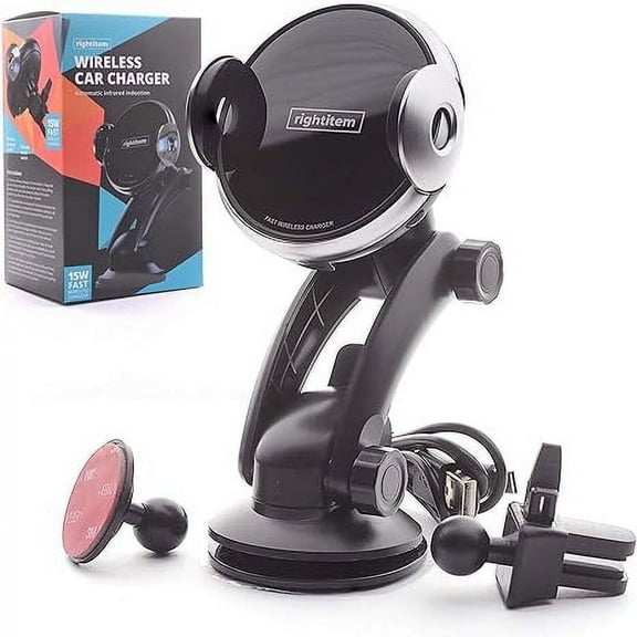 Wireless Car Charger, 15W Fast Charging Vent Charging Phone Holder Smart Sensor Cradle, Auto-Clamping Car Mount, Dashboard, for iPhone 14 13 12, Samsung S23/S22/S21,etc