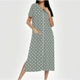 thumbnail image 2 of Tnhcen Women's Zip Up Robe Long Length Pajama Dress Polka Dot Print Cozy Fleece Loungewear with Pockets Soft Sleepwear S-2XL Gray, 2 of 7