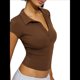 thumbnail image 2 of de Corta con Cuello en V y Botones para Mujer Color Café XL, 2 of 7