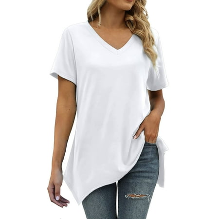 

Sleeve Tops V Summer Neck Tops Short T Tunic Womens Shirts Women s T-Shirts Womens T Shirt Womens Athletic Tee T Shirt for Women Summer Plain Workout Shirts Women under Scrub Women Long Sleeve Shirts