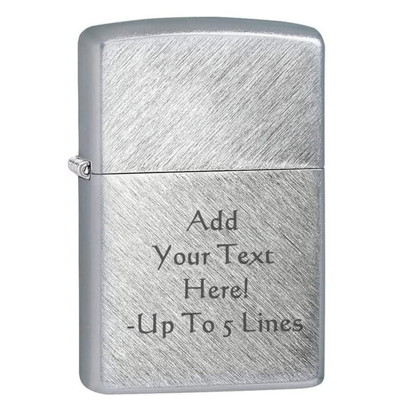 Zippo Lighter - Personalized Chrome Windproof Lighter Custom Message Engrave (Brushed Chrome Herringbone Sweep) #24648