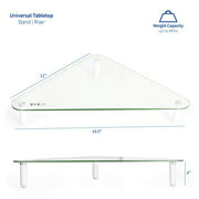 VIVO Glass Ergonomic Tabletop Riser | Triangle Desktop Universal Corner Stand for Computer Monitor and Laptop