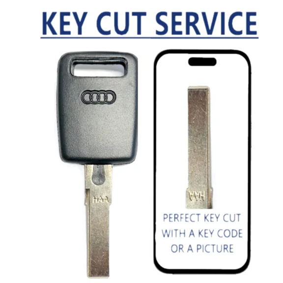 KEY CUT SERVICE AUDI 1999 - 2005 HU66T6 Transponder Key 48 Chip