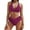 Wine, variant on FDGIU Women's High Waisted Bikini Set V Neck Front & Adjustable Straps Two Piece Swimsuit, Tummy Control Tankini Bathing Suit, for Beach Vacation; Bathing Suits for Women