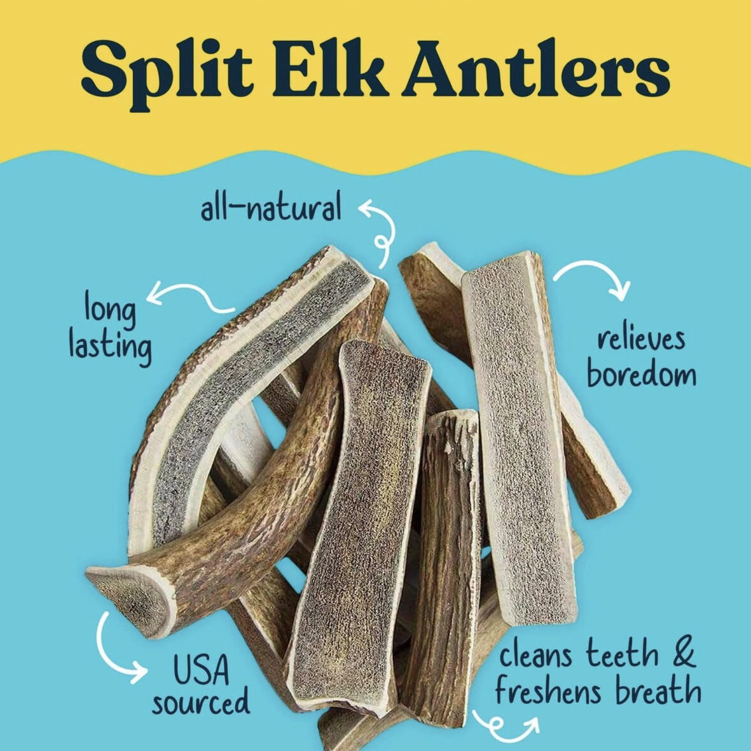 HotSpot Pets Premium Split Elk Antlers for Dogs - 7 Inch Large Rawhide Chews (2 Pack) - Made in USA