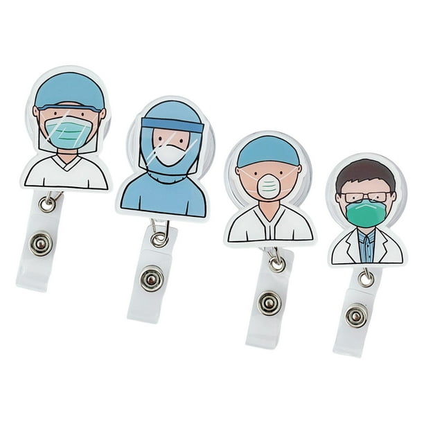 4 porta credenciales retráctiles, bonitos carretes para credenciales de enfermería, regalos para la semana de la enfermera. Estilo A