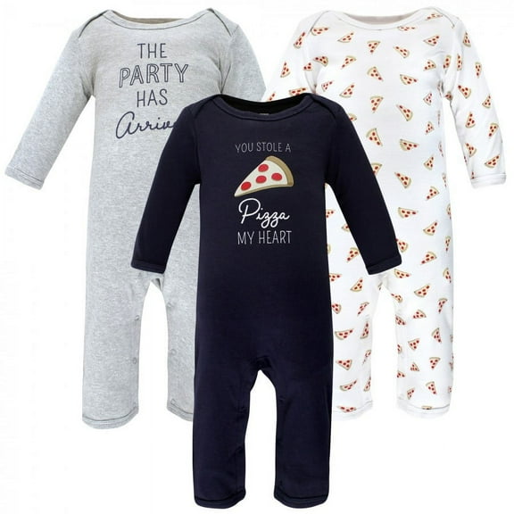 Hudson Baby Infant Boy Cotton Coveralls, Pizza, 0-3 Months