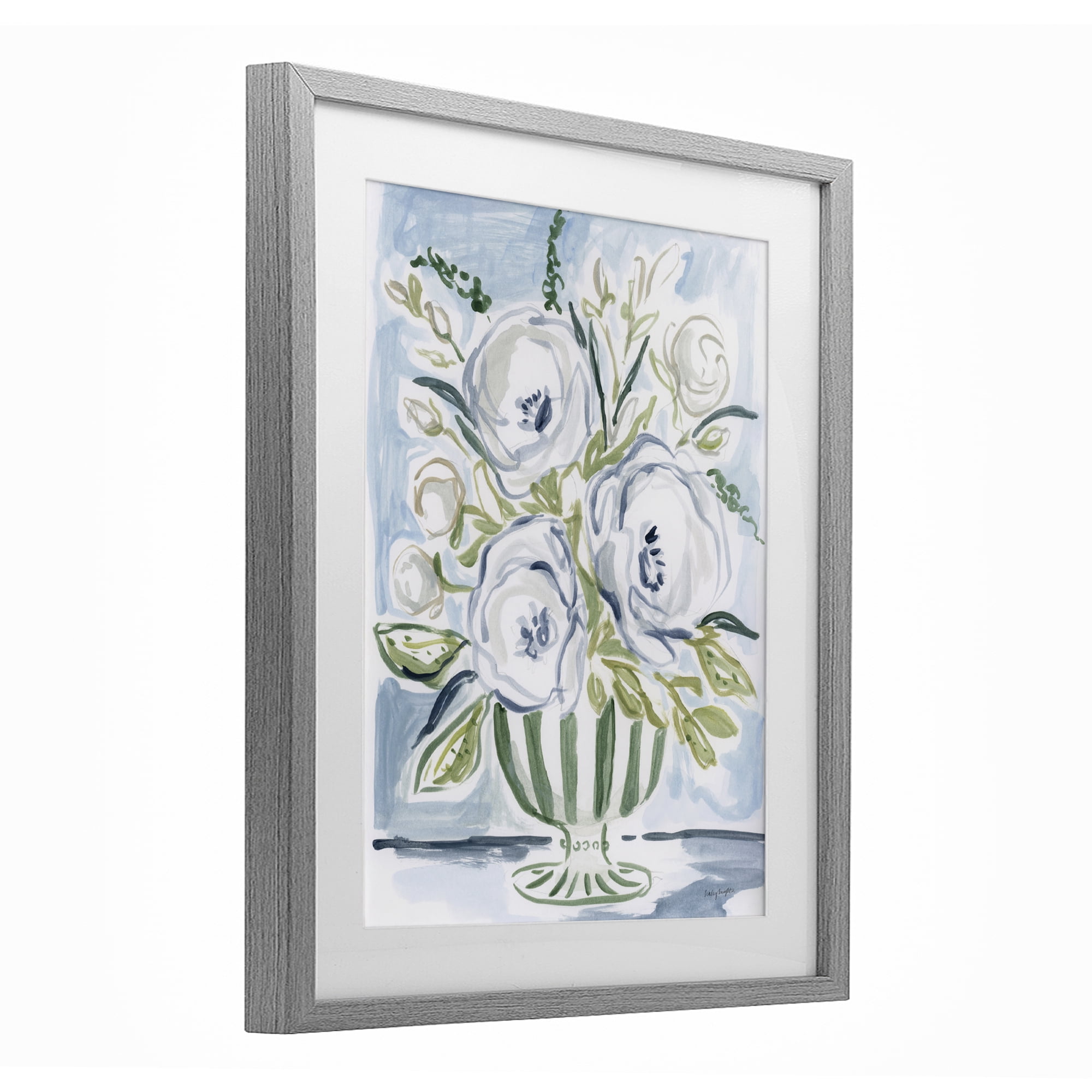 Stupell Industries Fiona Pastel Floral Bouquet Gray Framed Print Under Glass, design by Haley Knighten