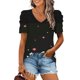 thumbnail image 1 of Puntoco Liquidación de blusas cortas para mujer, blusa holgada informal de manga corta a la moda para mujer, 1 of 5