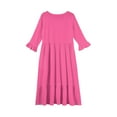 thumbnail image 3 of Inglocry Girls Maxi Dress Crew Neck A-line Loose Flowy Tiered Holiday Casual Dresses with Pockets for 5-14 Years Hot Pink 4-5Year, 3 of 4
