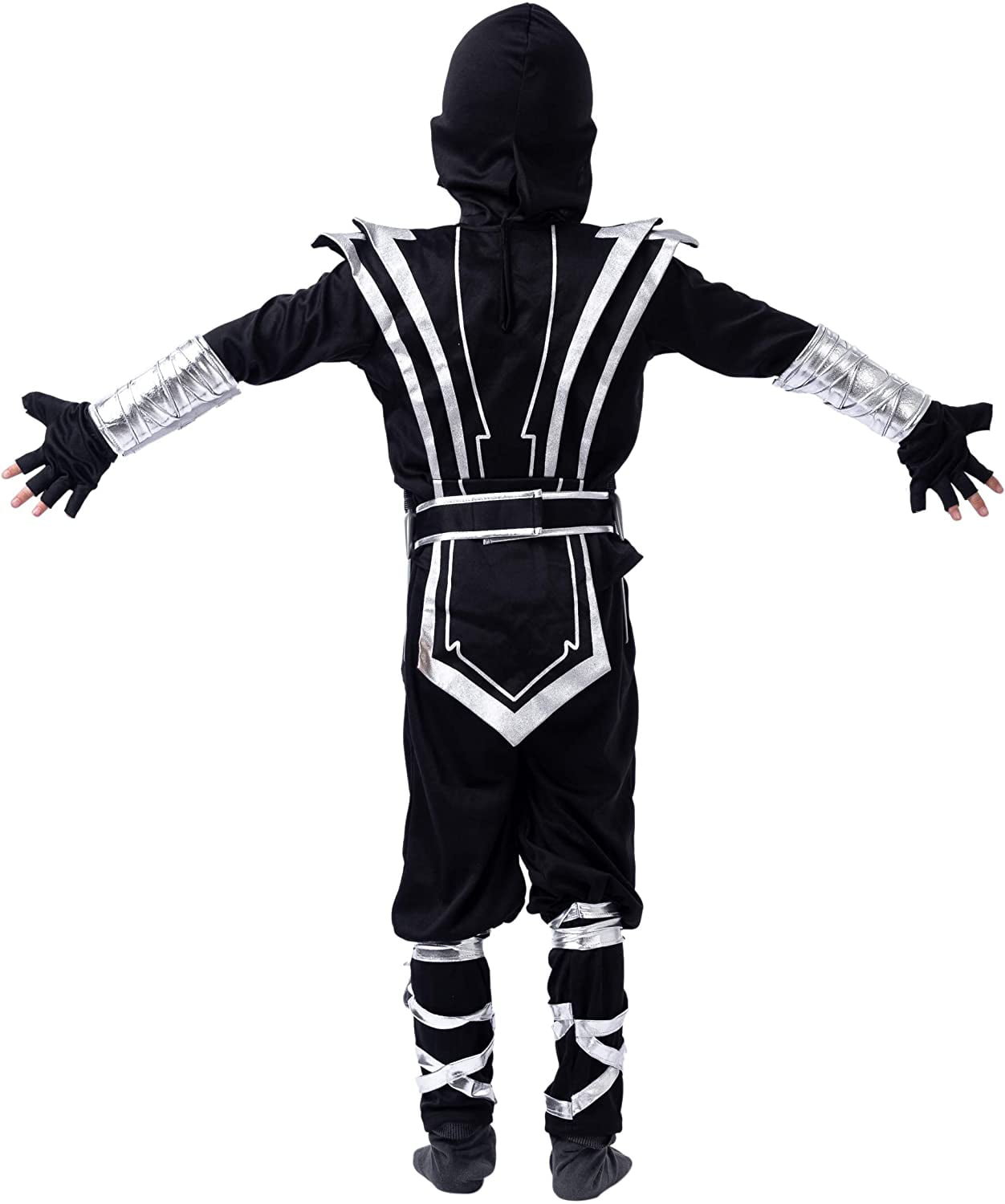 Silver Ninja Child Costume with Foam Accessories for Halloween Kids Kung Fu Outfit