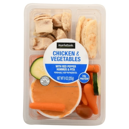 Marketside Chicken & Vegetables with Red Pepper Hummus & Pita, 9 oz