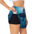 thumbnail image 3 of Running Shorts for Women, Ocean Dolphin Fish School Workout Athletic Shorts with Pockets, Lounge Yoga Shorts Women, 3 of 7