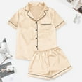 thumbnail image 4 of Gunia Cute Pajama Sets For Women Short Sleeve Comfortable Wear Casual Home Outfit Basic Solid Color Daily Use Homewear Beige S, 4 of 4